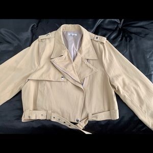 Beige Cotton Moto Jacket